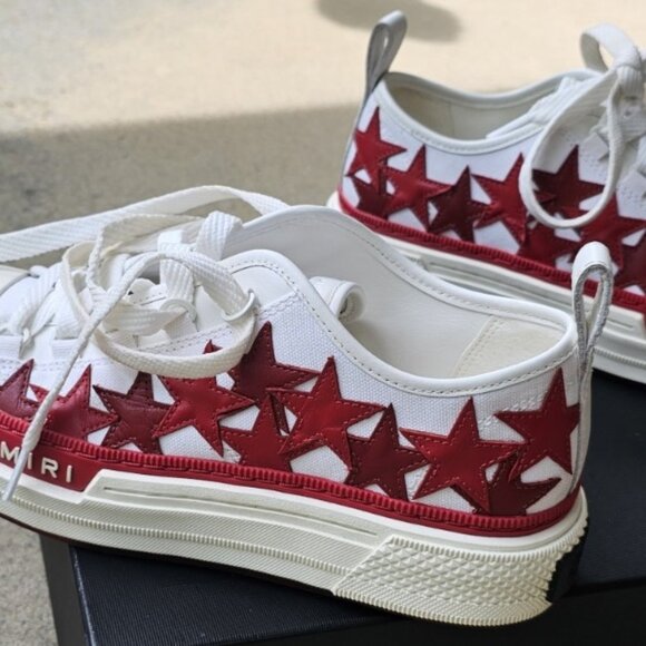 The **AMIRI Stars Court Low Sneaker** blends style & comfort - Red & White